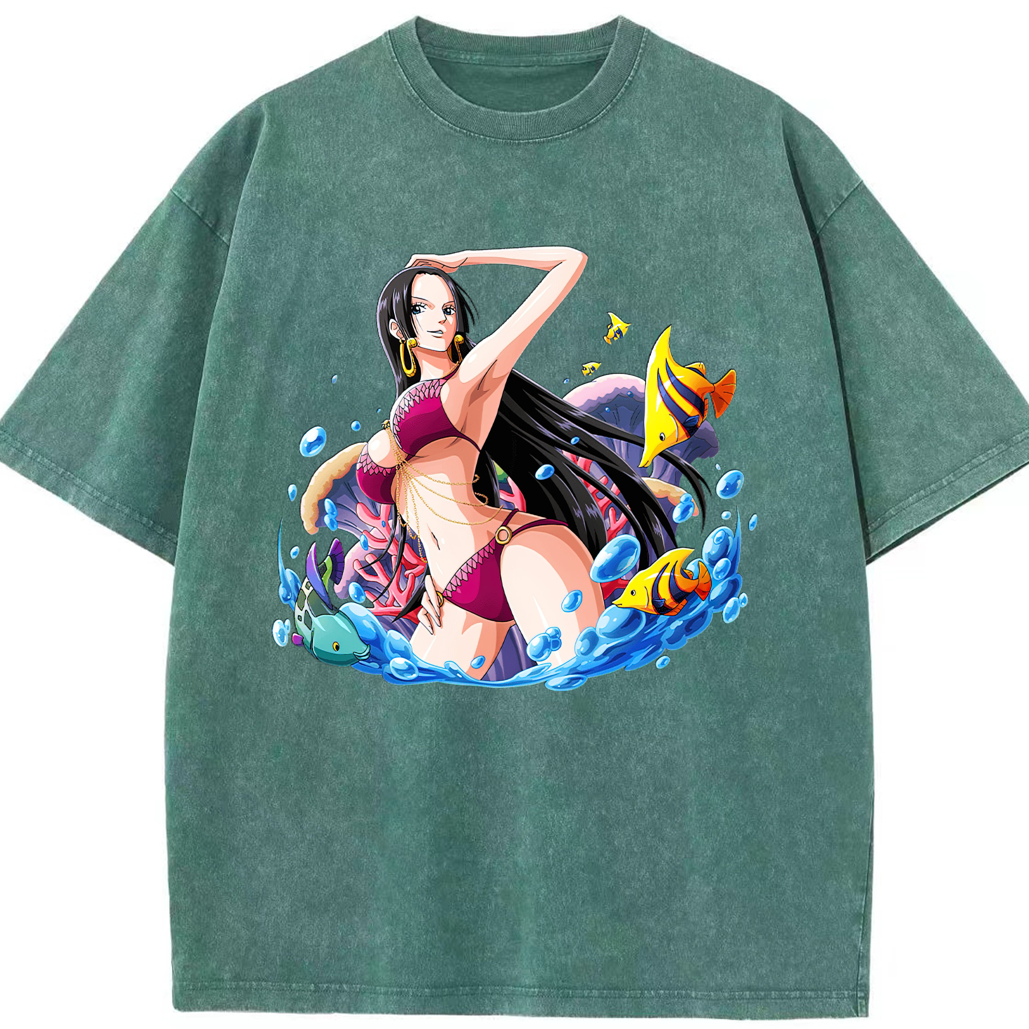 ワンピース ボア・ハンコック ONE PIECE Boa·Hancock 綿100% ヴィンテージ風 半袖Tシャツ（フロントプリント）